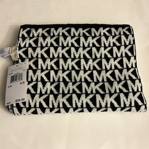 Michael Kors Accessories - Michael Kors black and white monogrammed scarf with black border NWT